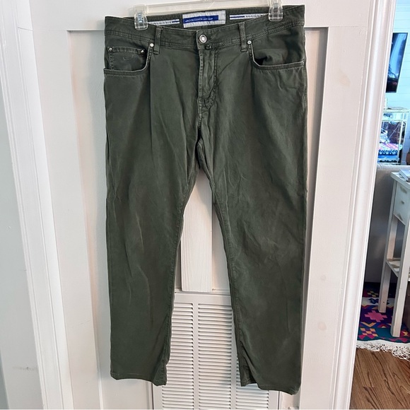 Jacob Cohen Bard Regular-Slim 5 Pocket Pants in Green Cotton Stretch - Picture 1 of 10